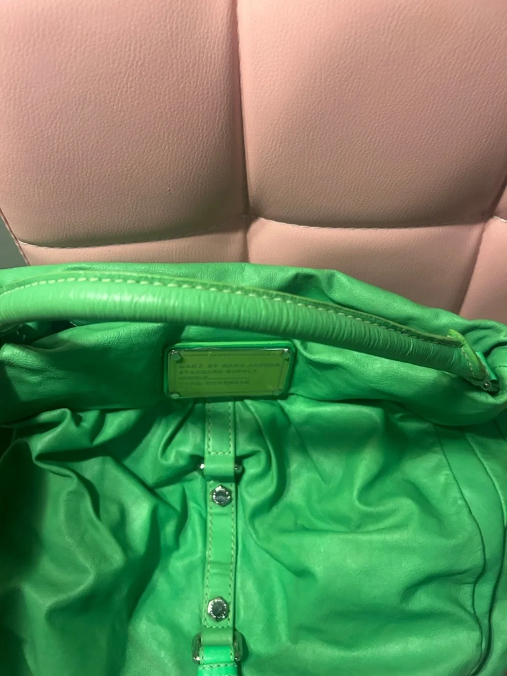 Marc by Marc Jacobs Neon Green Leather Hobo Bag - Picture 3 of 12
